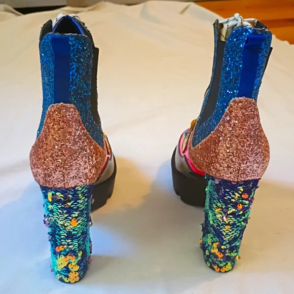 Colorful Glitter Platform Ankle Boots - Picture 3 of 10